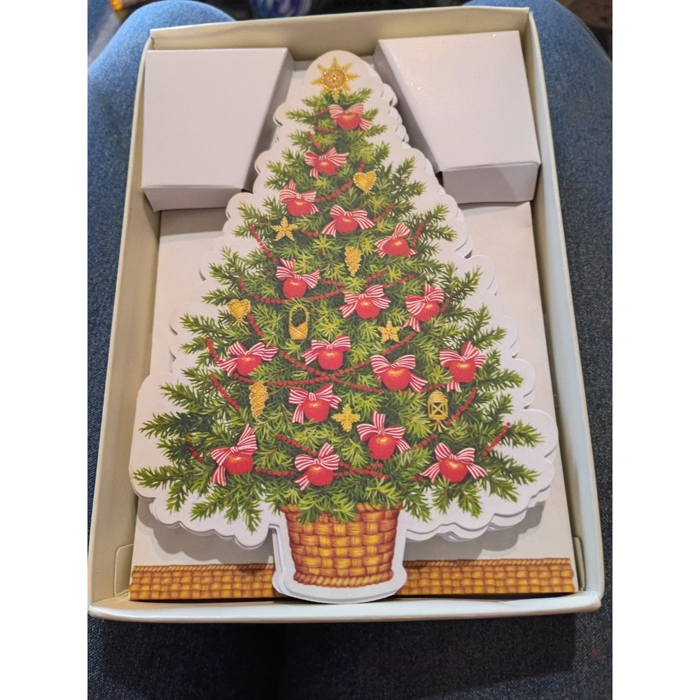 Hallmark Christmas Tree Shaped Cards 16 Cards, 15 Envelopes